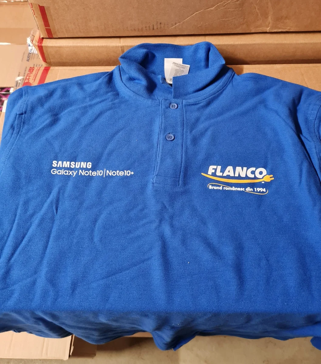Serigrafie polo albastru Samsung Flanco — personalizare corporativă promotional